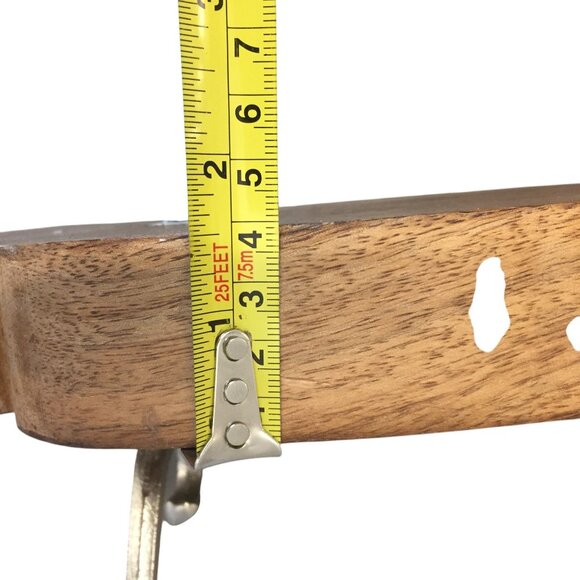 Handcarved Wooden Coat Rack With 4 Metal Hooks For Wall Mounting 24 in - Picture 3 of 8